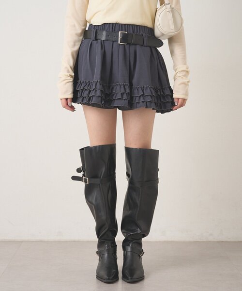 mline（エムライン）の「[mline]ベルト付き フリルティアードミニスカ（スカート・レディース・チャコールグレー/ブラウン/オフホワイト・SMALL/MEDIUM）」の16枚目の写真