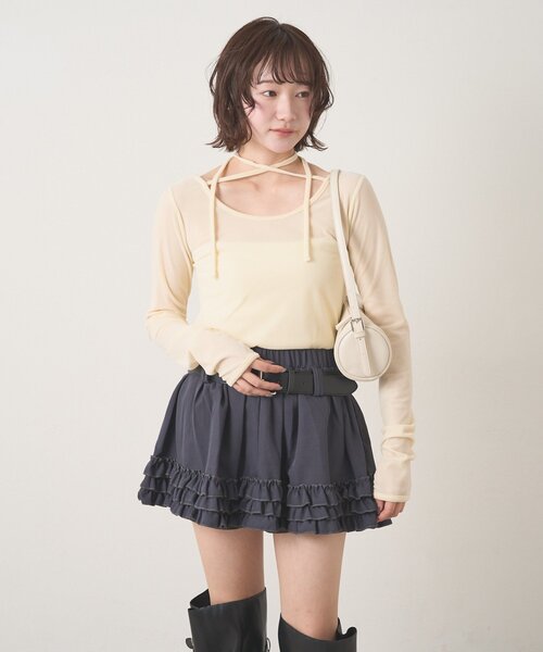 mline（エムライン）の「[mline]ベルト付き フリルティアードミニスカ（スカート・レディース・チャコールグレー/ブラウン/オフホワイト・SMALL/MEDIUM）」の18枚目の写真