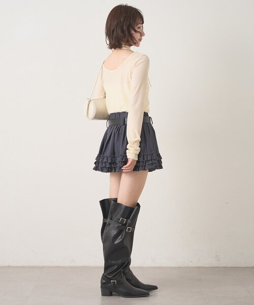 mline（エムライン）の「[mline]ベルト付き フリルティアードミニスカ（スカート・レディース・チャコールグレー/ブラウン/オフホワイト・SMALL/MEDIUM）」の20枚目の写真