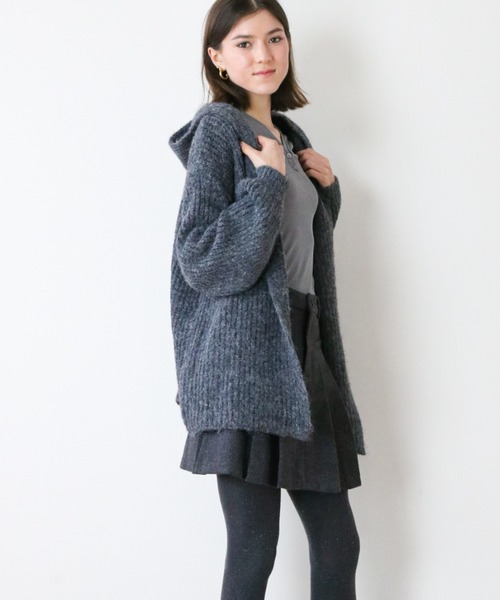 gossip!ロサンゼルス(ゴシップロサンゼルス)の「ローゲージ フーディカーディガン(カーディガン/ボレロ・レディース・オフホワイト/グレー・FREE)」の6枚目の写真