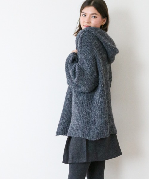 gossip!ロサンゼルス(ゴシップロサンゼルス)の「ローゲージ フーディカーディガン(カーディガン/ボレロ・レディース・オフホワイト/グレー・FREE)」の8枚目の写真