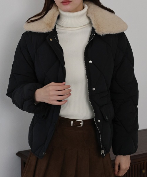 BURBERRY LONDON ファー襟付きキルティングダウンジャケット BURBERRY キルティング ダウンジャケット ラビットファー