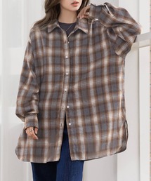 DAY CLOSET | レディース 長袖グラデーションチェック柄ルーズシルエットフランネルシャツ(シャツ/ブラウス)