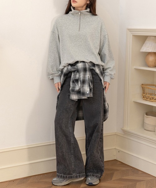 DAY CLOSET（デイ クローゼット）の「【2WAY/羽織ったり巻いたり】長袖グラデーションチェック柄オーバーサイズ×ドロップショルダーシャツ レディース（シャツ/ブラウス・レディース・ブラウン/ブラック・FREE）」の14枚目の写真