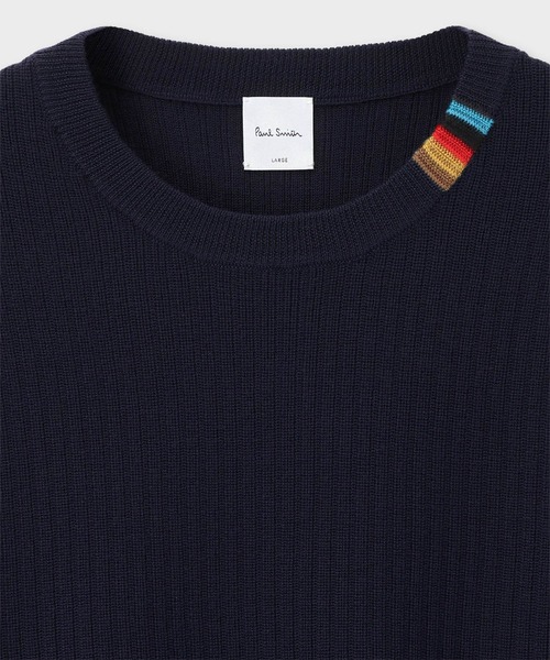 Paul Smith（ポールスミス）の「マルチカラーリブ クルーネックニット / 253401 547Z（ニット/セーター・メンズ・ネイビー/ダークオリーブ・MEDIUM/LARGE/X-LARGE）」の3枚目の写真