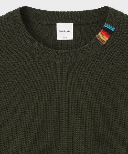 Paul Smith（ポールスミス）の「マルチカラーリブ クルーネックニット / 253401 547Z（ニット/セーター・メンズ・ネイビー/ダークオリーブ・MEDIUM/LARGE/X-LARGE）」の5枚目の写真