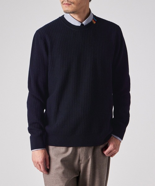 マルチカラーリブ クルーネックニット / 253401 547Z（ニット/セーター