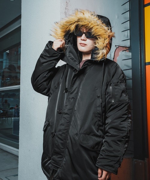 ルードギャラリー　n-3b ミリタリー　コート ブラック　ファー付き セール】N-3B ミリタリーコート（ダウンジャケット/コート）｜improves