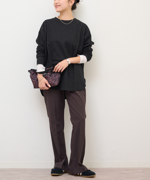 JOURNAL STANDARD relume(ジャーナルスタンダード レリューム)の「《一部WEB限定追加 / 新色》TCワッフルオーバーサイズロングスリーブTシャツ(Tシャツ/カットソー・レディース・チョコ/ストーン/ホワイト×ホワイト/ブラック/ホワイト・FREE)」の6枚目の写真