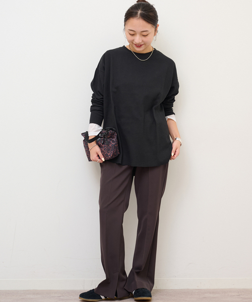 JOURNAL STANDARD relume(ジャーナルスタンダード レリューム)の「《一部WEB限定追加 / 新色》TCワッフルオーバーサイズロングスリーブTシャツ(Tシャツ/カットソー・レディース・チョコ/ストーン/ホワイト×ホワイト/ブラック/ホワイト・FREE)」の7枚目の写真