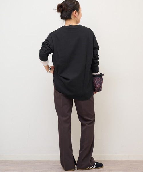 JOURNAL STANDARD relume(ジャーナルスタンダード レリューム)の「《一部WEB限定追加 / 新色》TCワッフルオーバーサイズロングスリーブTシャツ(Tシャツ/カットソー・レディース・チョコ/ストーン/ホワイト×ホワイト/ブラック/ホワイト・FREE)」の9枚目の写真