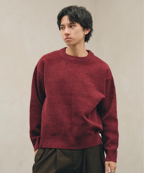Adoon plain(アドーンプレーン)の「Soft Chenille Pullover Knit / モールヤーンクルーネックニット(ニット/セーター・メンズ・ブラック/ネイビー/ボルドー・MEDIUM/LARGE)」の3枚目の写真
