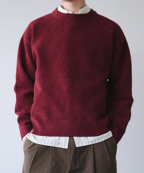 Adoon plain(アドーンプレーン)の「Soft Chenille Pullover Knit / モールヤーンクルーネックニット(ニット/セーター・メンズ・ブラック/ネイビー/ボルドー・MEDIUM/LARGE)」の5枚目の写真