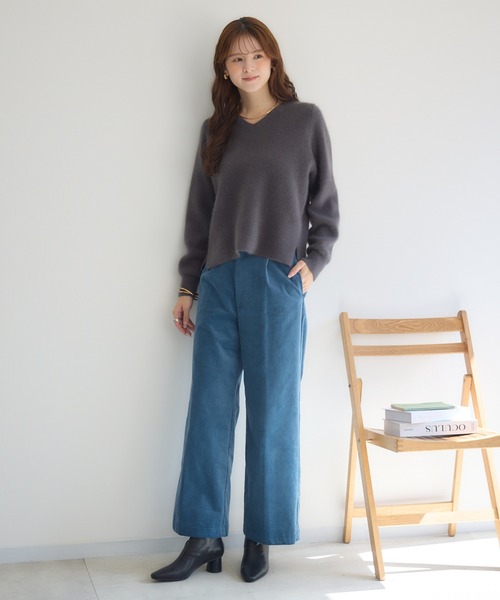 KATHARINE ROSS（キャサリンロス）の「【KATHARINE ROSS】12GFOXダブルフェイスVネックプルオーバー（ニット/セーター・レディース・ピンク/チャコールグレー/ブルー・MEDIUM）」の6枚目の写真