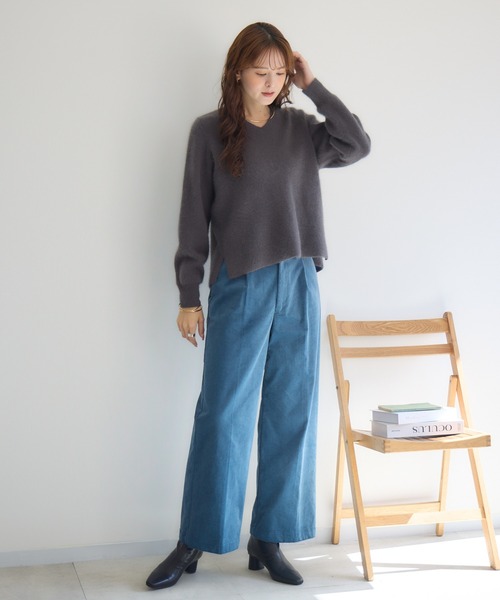 KATHARINE ROSS（キャサリンロス）の「【KATHARINE ROSS】12GFOXダブルフェイスVネックプルオーバー（ニット/セーター・レディース・ピンク/チャコールグレー/ブルー・MEDIUM）」の8枚目の写真