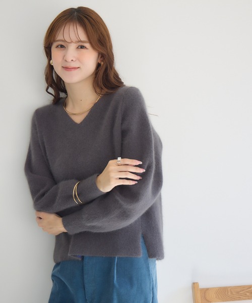 KATHARINE ROSS（キャサリンロス）の「【KATHARINE ROSS】12GFOXダブルフェイスVネックプルオーバー（ニット/セーター・レディース・ピンク/チャコールグレー/ブルー・MEDIUM）」の11枚目の写真