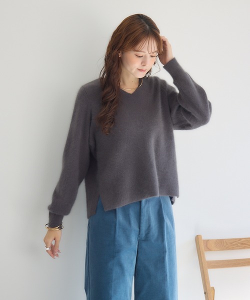 KATHARINE ROSS（キャサリンロス）の「【KATHARINE ROSS】12GFOXダブルフェイスVネックプルオーバー（ニット/セーター・レディース・ピンク/チャコールグレー/ブルー・MEDIUM）」の13枚目の写真