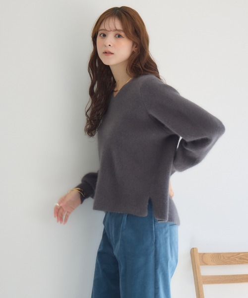 KATHARINE ROSS（キャサリンロス）の「【KATHARINE ROSS】12GFOXダブルフェイスVネックプルオーバー（ニット/セーター・レディース・ピンク/チャコールグレー/ブルー・MEDIUM）」の14枚目の写真