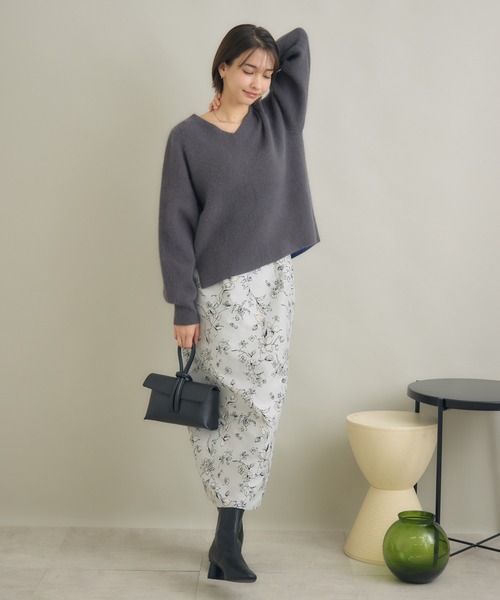 KATHARINE ROSS（キャサリンロス）の「【KATHARINE ROSS】12GFOXダブルフェイスVネックプルオーバー（ニット/セーター・レディース・ピンク/チャコールグレー/ブルー・MEDIUM）」の9枚目の写真