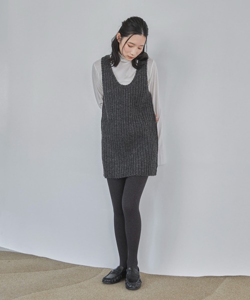 feepur(フェピュール)の「【ハンドウォッシャブル】リブニットノースリミニワンピ(ワンピース・レディース・チャコールグレー/グレー・MEDIUM)」の5枚目の写真