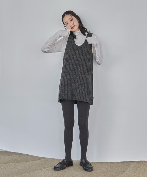 feepur(フェピュール)の「【ハンドウォッシャブル】リブニットノースリミニワンピ(ワンピース・レディース・チャコールグレー/グレー・MEDIUM)」の8枚目の写真