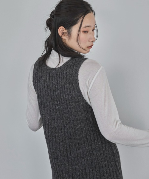 feepur(フェピュール)の「【ハンドウォッシャブル】リブニットノースリミニワンピ(ワンピース・レディース・チャコールグレー/グレー・MEDIUM)」の12枚目の写真