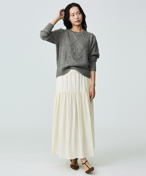 Rouge vif la cle（ルージュヴィフラクレ）の「【Le Melange/ル・メランジュ】テンセルナイロンツイルスカート / セットアップ着用可能【WEB限定】（スカート・レディース・オフホワイト/キャメル・フリー）」の5枚目の写真
