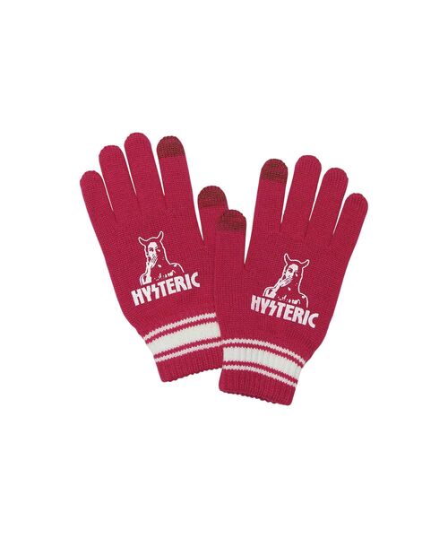 HYSTERIC GLAMOUR（ヒステリックグラマー）の「SPEAK NO EVIL ニットグローブ（手袋・メンズ・ピンク/パープル/ブラック・FREE）」の2枚目の写真