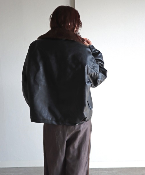 ✨本革 カウレザー✨CORSAIRE 中綿ブルゾン 黒 Free Aunt Marie's（アントマリーズ） ブルゾン アウター フェイクレザー