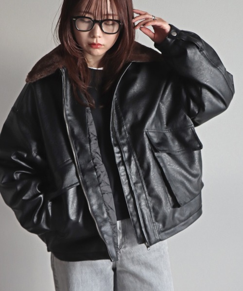 ✨本革 カウレザー✨CORSAIRE 中綿ブルゾン 黒 Free CLEL】Cow Leather G-1 Blouson / 牛革/カウレザー G-1ブルゾン