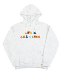 [UNISEX]レインボーライフスマイルロゴフードティー_メランジホワイト
