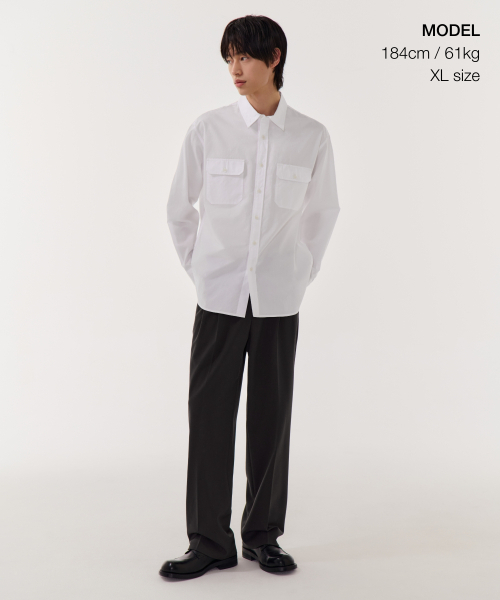 MUSINSA STANDARD（ムシンサスタンダード）の「リラックスドソフトポプリンオフィサーシャツ[ホワイト]（シャツ/ブラウス・メンズ・その他・SMALL/MEDIUM/LARGE/X-LARGE/XX-LARGE）」の2枚目の写真