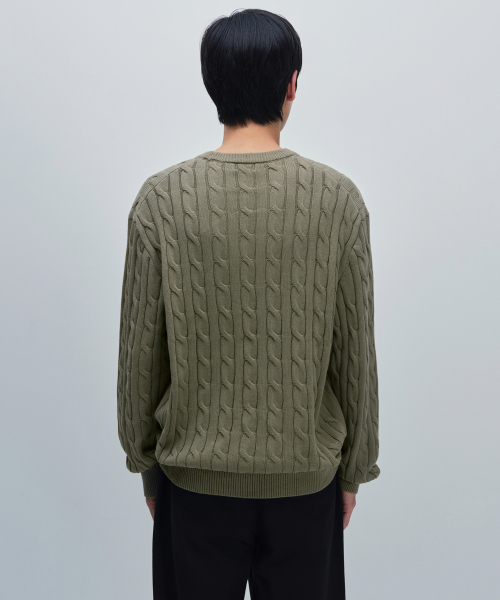 MUSINSA STANDARD（ムシンサスタンダード）の「コットンケーブルクルーネックニット[セージ]（ニット/セーター・メンズ・その他・SMALL/MEDIUM/LARGE/X-LARGE/XX-LARGE）」の3枚目の写真