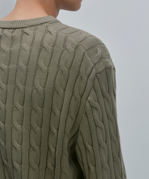 MUSINSA STANDARD（ムシンサスタンダード）の「コットンケーブルクルーネックニット[セージ]（ニット/セーター・メンズ・その他・SMALL/MEDIUM/LARGE/X-LARGE/XX-LARGE）」の5枚目の写真