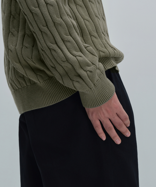MUSINSA STANDARD（ムシンサスタンダード）の「コットンケーブルクルーネックニット[セージ]（ニット/セーター・メンズ・その他・SMALL/MEDIUM/LARGE/X-LARGE/XX-LARGE）」の6枚目の写真
