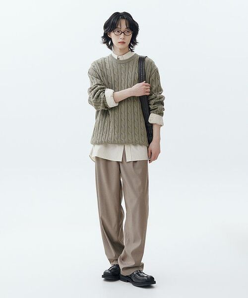MUSINSA STANDARD（ムシンサスタンダード）の「コットンケーブルクルーネックニット[セージ]（ニット/セーター・メンズ・その他・SMALL/MEDIUM/LARGE/X-LARGE/XX-LARGE）」の9枚目の写真