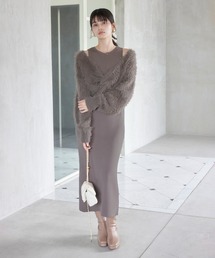 VIS | ねじりショートトップス付きロングニットワンピース/イージーケア(ワンピース)