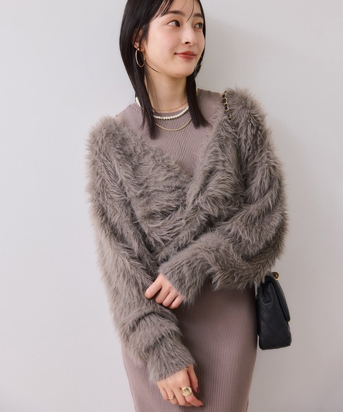 VIS（ビス）の「ねじりショートトップス付きロングニットワンピース/イージーケア（ワンピース・レディース・ベージュ/キナリ/チャコールグレー・FREE）」の8枚目の写真