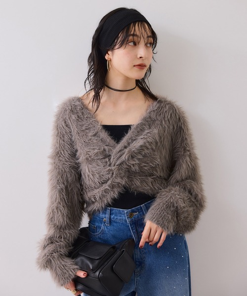 VIS（ビス）の「ねじりショートトップス付きロングニットワンピース/イージーケア（ワンピース・レディース・ベージュ/キナリ/チャコールグレー・FREE）」の4枚目の写真