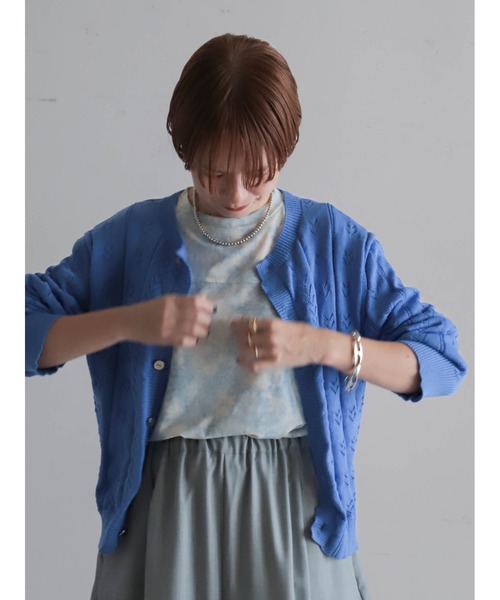 FIL DE FER(フィルデフェール)の「ムラ染PT フットボールTEE(Tシャツ/カットソー・レディース・ライトグリーン/ブルー・FREE)」の17枚目の写真