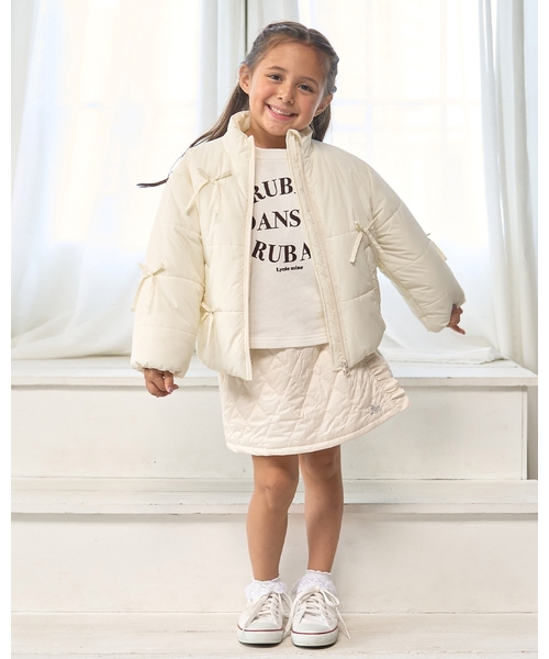 Lycee mine(リセマイン)の「リボン付きパフジャケット(ブルゾン・キッズ・ピンク/ライトグレー/ブラック/アイボリー/ブルーグレー・140cm/130cm/120cm/110cm/100cm/150cm)」の15枚目の写真