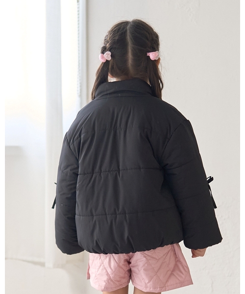 Lycee mine(リセマイン)の「リボン付きパフジャケット(ブルゾン・キッズ・ピンク/ライトグレー/ブラック/アイボリー/ブルーグレー・140cm/130cm/120cm/110cm/100cm/150cm)」の12枚目の写真