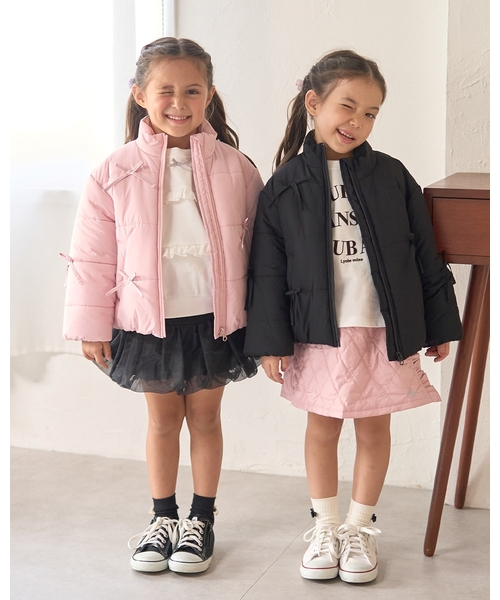 Lycee mine(リセマイン)の「リボン付きパフジャケット(ブルゾン・キッズ・ピンク/ライトグレー/ブラック/アイボリー/ブルーグレー・140cm/130cm/120cm/110cm/100cm/150cm)」の6枚目の写真