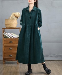 ONEP STAR | コーデュロイシャツワンピース(シャツワンピース)