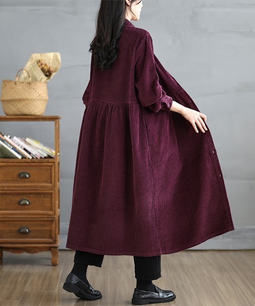 ONEP STAR（ワンピスター）の「コーデュロイシャツワンピース（シャツワンピース・レディース・ブラウン/プラム/ブラック/ブルーグリーン・MEDIUM/LARGE/X-LARGE）」の14枚目の写真