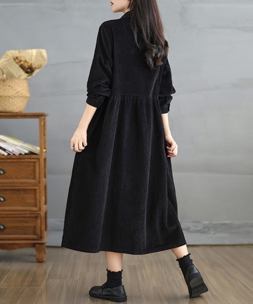 ONEP STAR（ワンピスター）の「コーデュロイシャツワンピース（シャツワンピース・レディース・ブラウン/プラム/ブラック/ブルーグリーン・MEDIUM/LARGE/X-LARGE）」の18枚目の写真