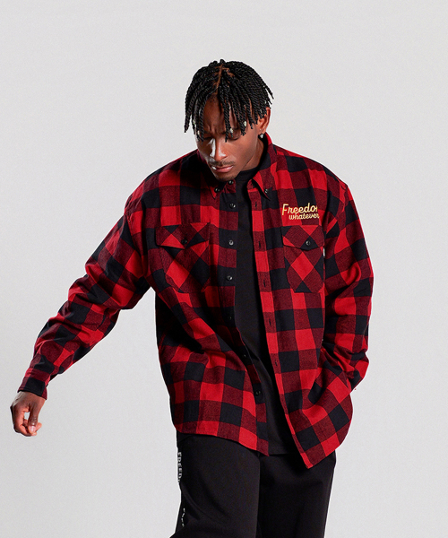 Buffalo check retaining shirt (red) — рубашка Buffalo (красная)