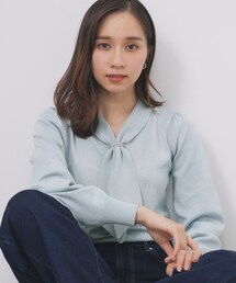 index | ゴールドパーツ付きボウタイニット【洗濯機OK】《10col/XS~LL》(ニット/セーター)