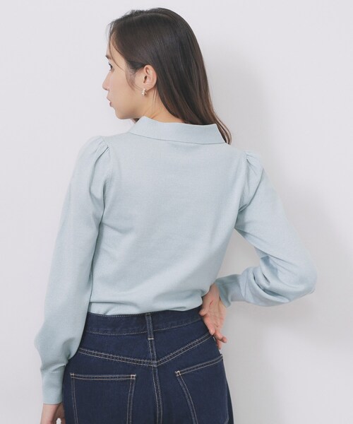 index（インデックス）の「ゴールドパーツ付きボウタイニット【洗濯機OK】《10col/XS～LL》（ニット/セーター・レディース・ホワイト系7/ベージュ系その他7/ピンク系1/ボルドー/ブルー系5/サックスブルー系7/チャコールグレー/ブラック系4/グレー系4/ブラウン系その他7・34/36/38/40/42）」の12枚目の写真