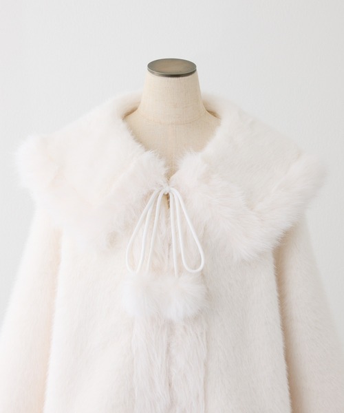 one after another NICE CLAUP（ワンアフターアナザーナイスクラップ）の「【Holiday collection】フェイクファーミドルコート（その他アウター・レディース・アイボリー/ブラック/グレー・FREE）」の8枚目の写真